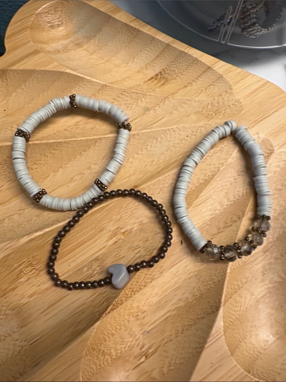 Neutral Boho Beaded Bracelet Stack Set of 3